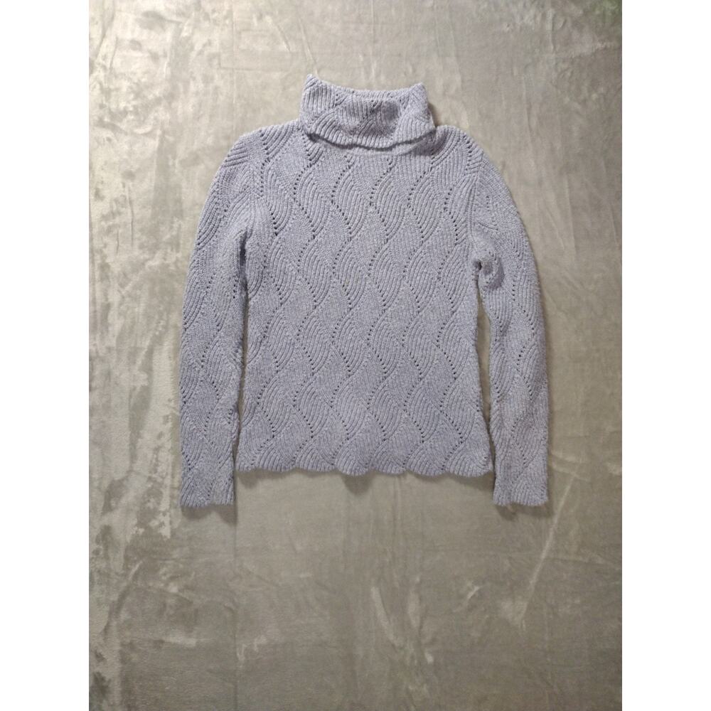 Sundance Sweater Womens Small Lt Blue Turtleneck Cotton Silk Blend Knit Pullover